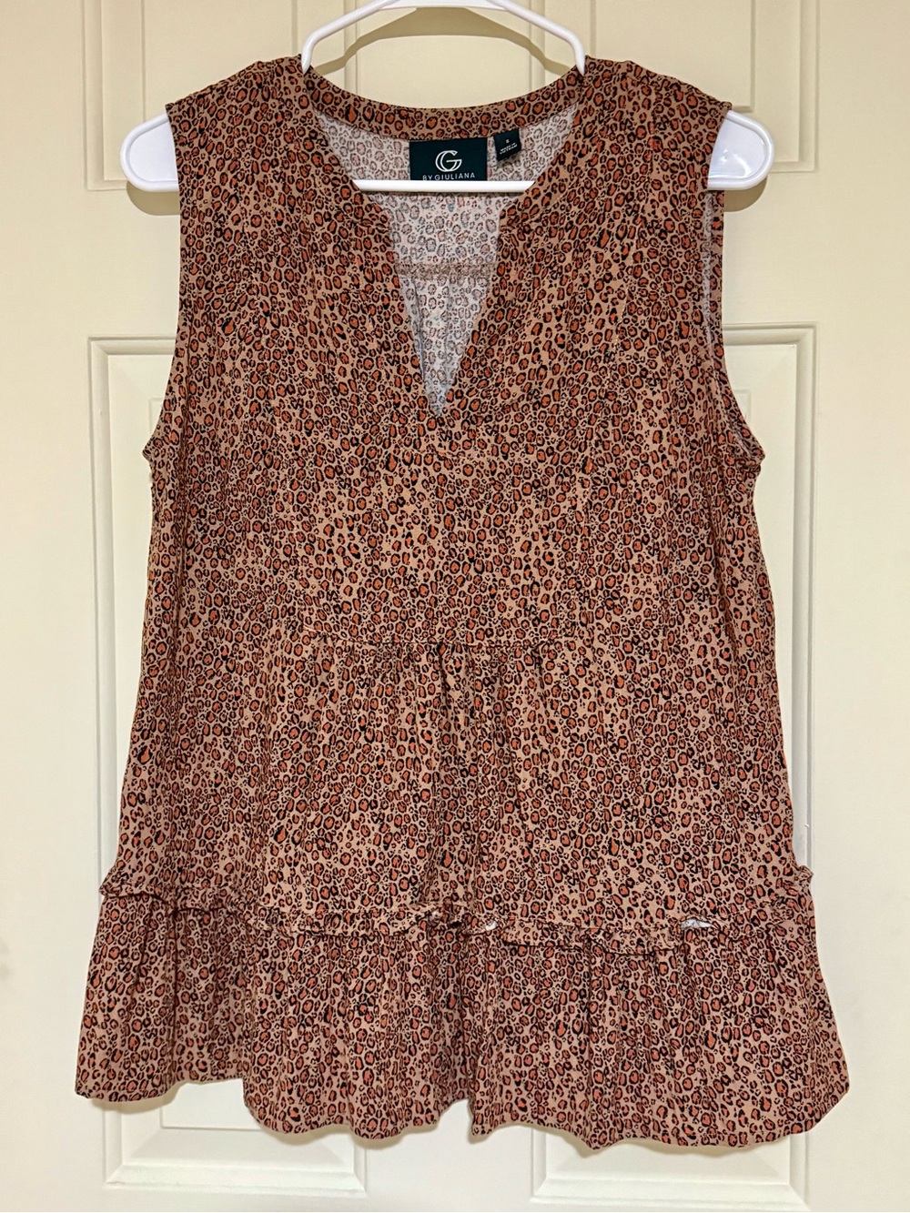 G by Giuliana Leopard Print Sleeveless Top - Brown Rust